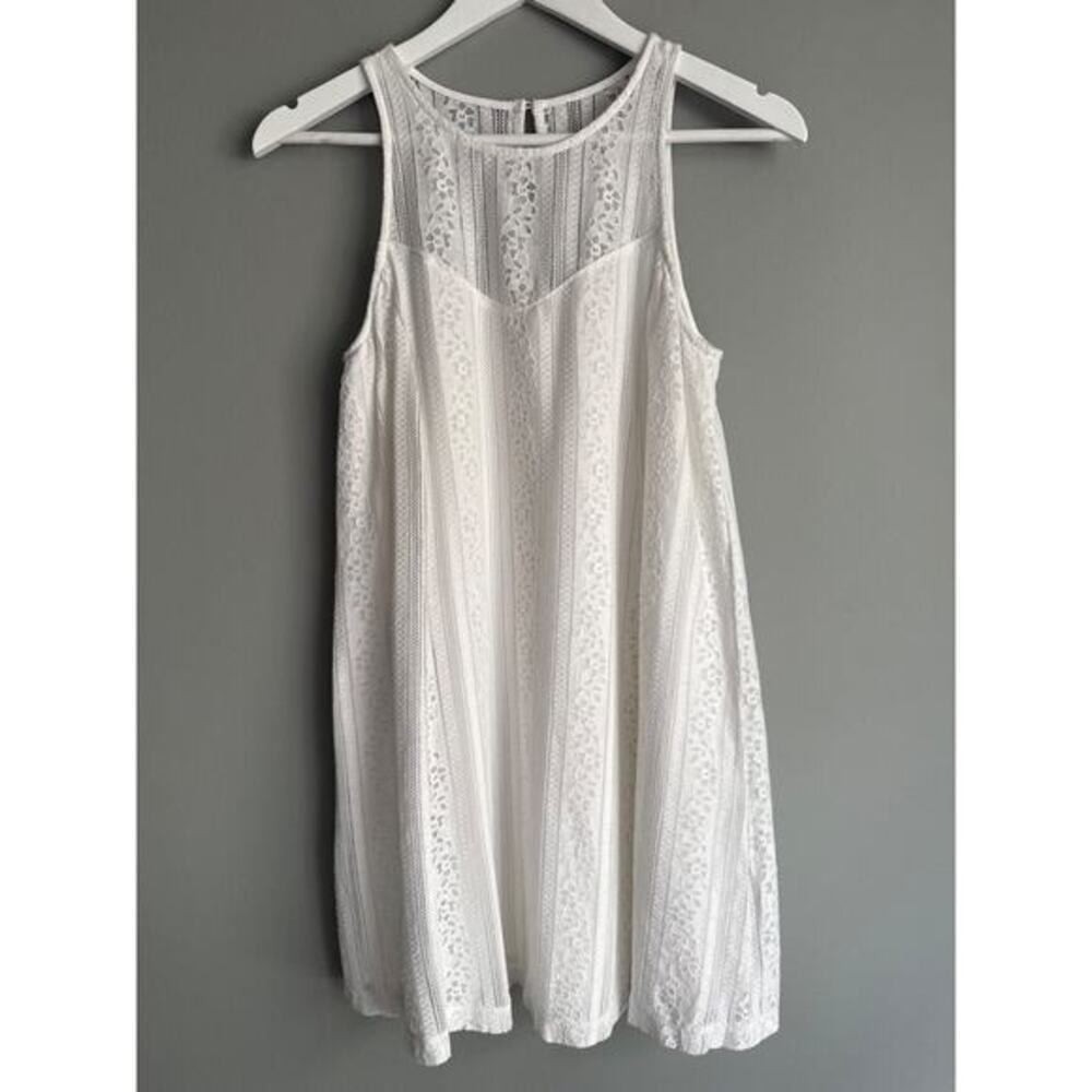 Abercrombie & Fitch White Lace Mini Dress Sleeveless Trapeze Size S A-Line Boho - Picture 1 of 7